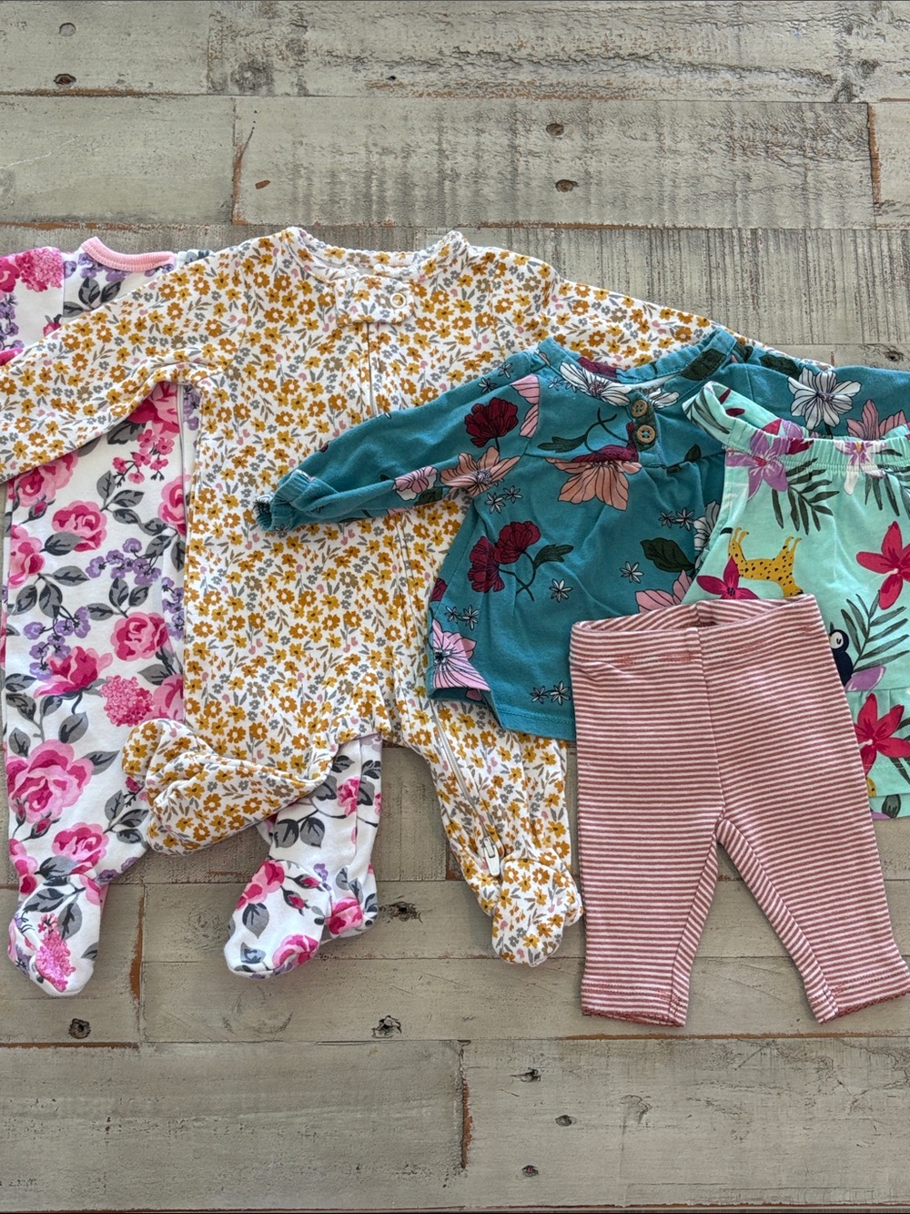 Carter’s Floral Newborn 5 Piece Capsule Wardrobe Baby Clothes Bundle